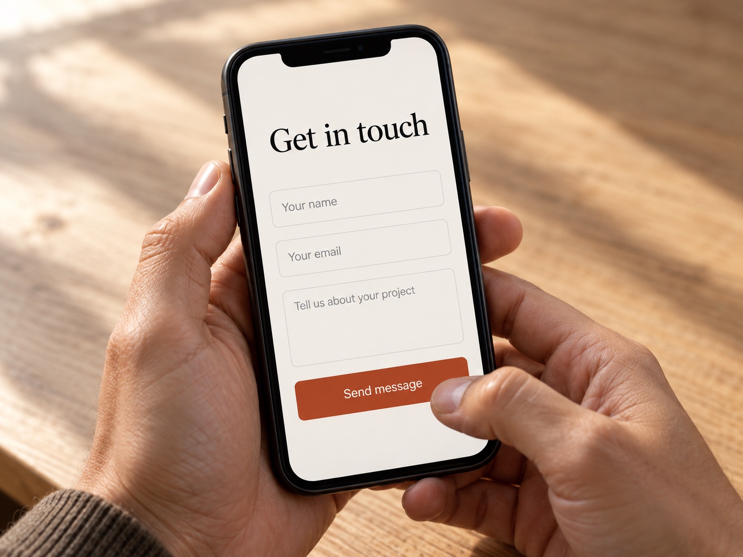 Concept showing a person using a website inquiry form.